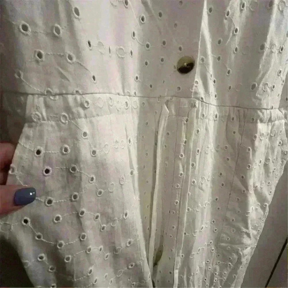 ASOS Women's White Broderie Jumpsuit Size 8 Button Front - Picture 7 of 10